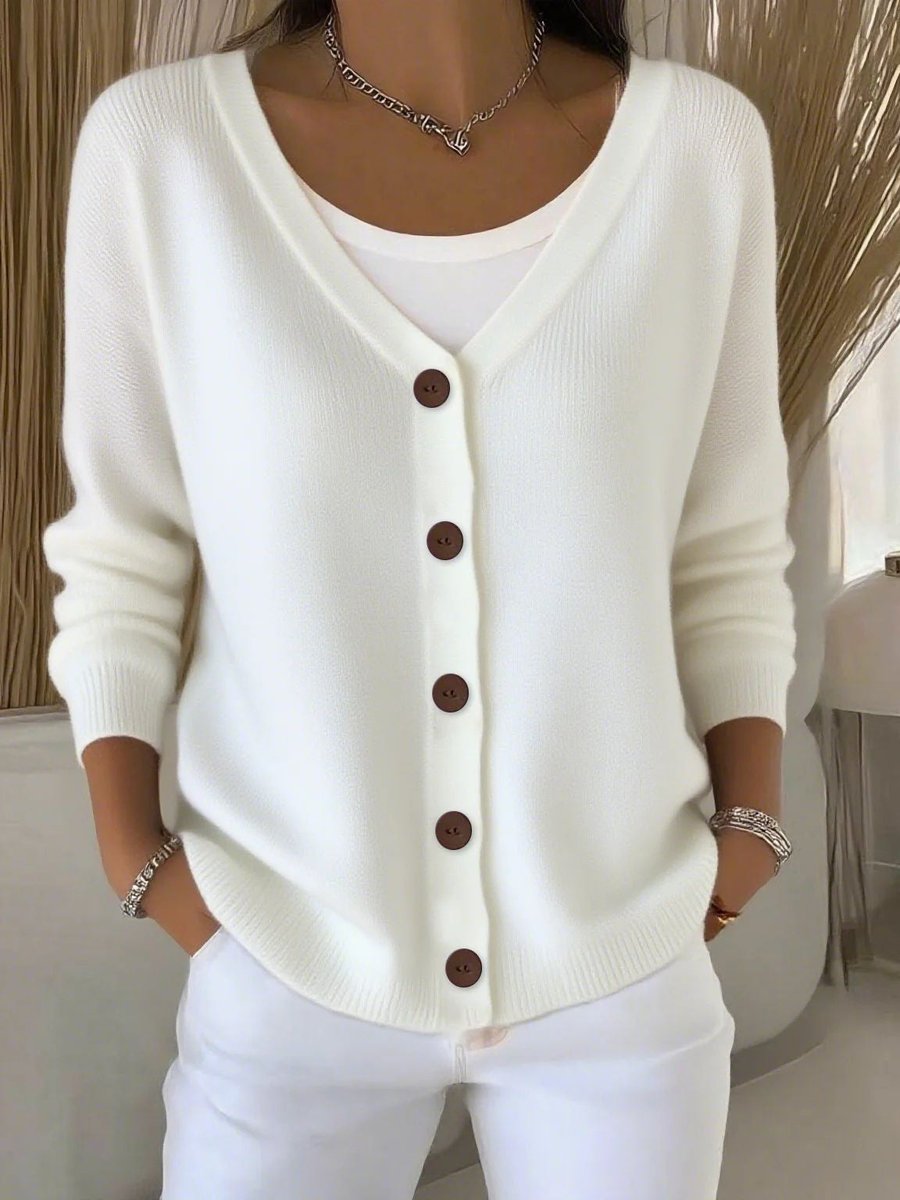 Lily | Women's Long Sleeve V-Neck Button-Front Knit Sweater