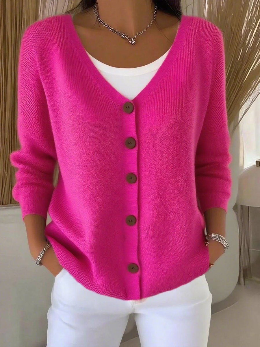 Lily | Women's Long Sleeve V-Neck Button-Front Knit Sweater