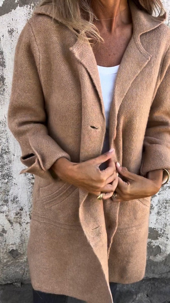 Isla | Women's Longline Button-Up Coat Lapel Collar Oversized Fit
