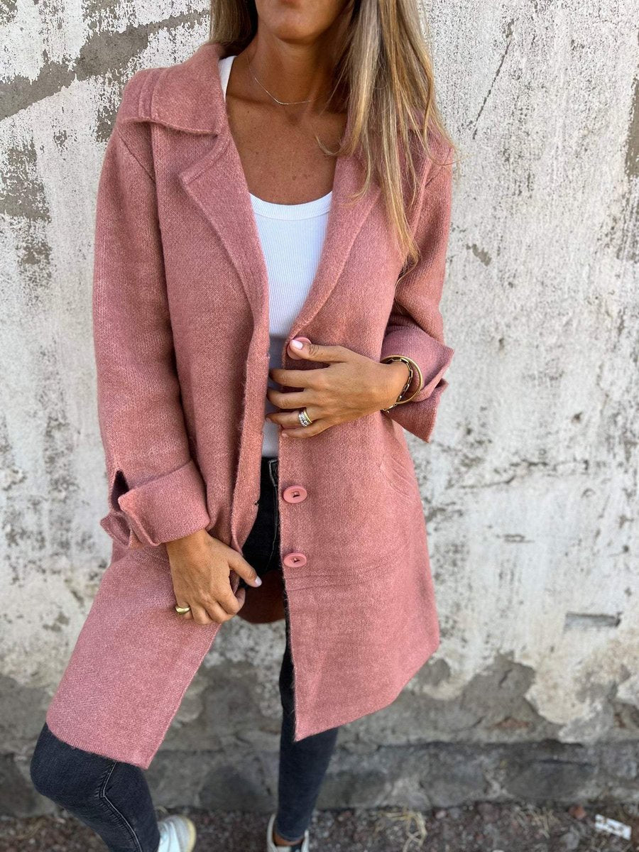 Isla | Women's Longline Button-Up Coat Lapel Collar Oversized Fit