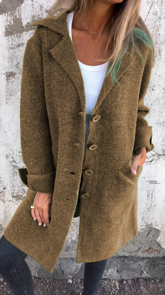Isla | Women's Longline Button-Up Coat Lapel Collar Oversized Fit