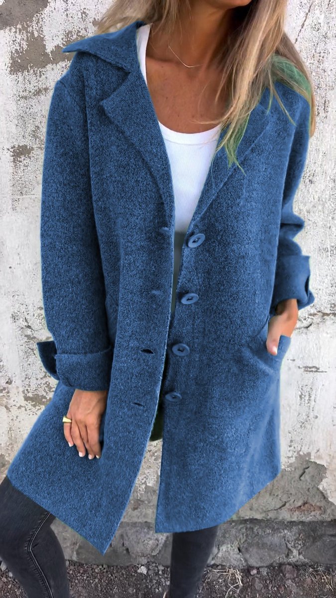 Isla | Women's Longline Button-Up Coat Lapel Collar Oversized Fit