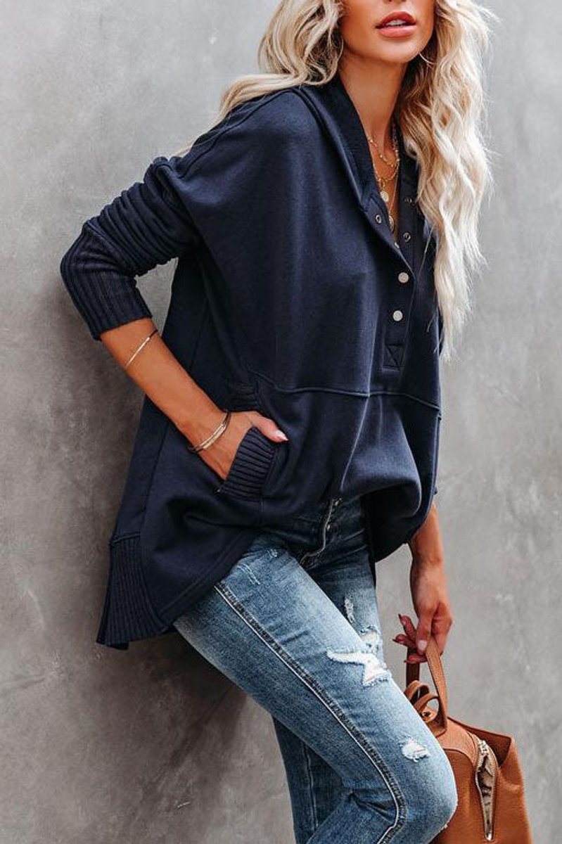 Rosie | Women's Longline Hooded Drawstring Tunic Sweatshirt