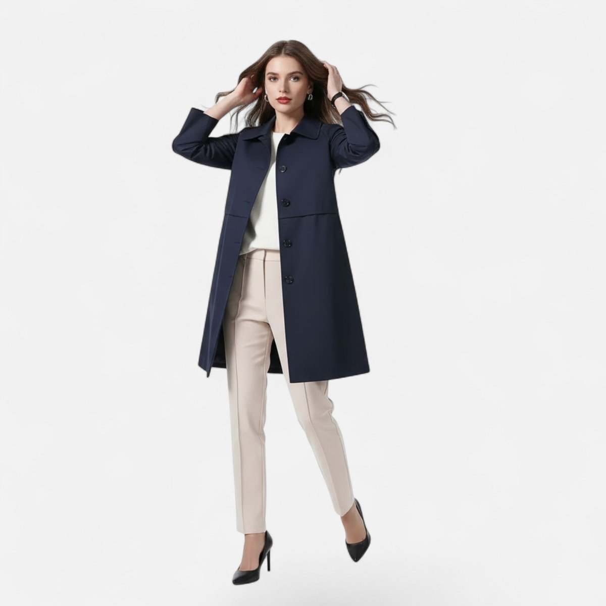 Emily | Women's Mid-Length Wool-Blend Double-Breasted Trench Coat