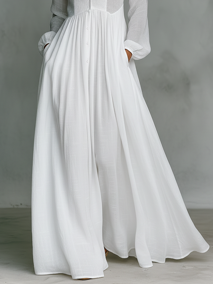 Women's Minimalist Long Sleeve Stand Collar Maxi Dress