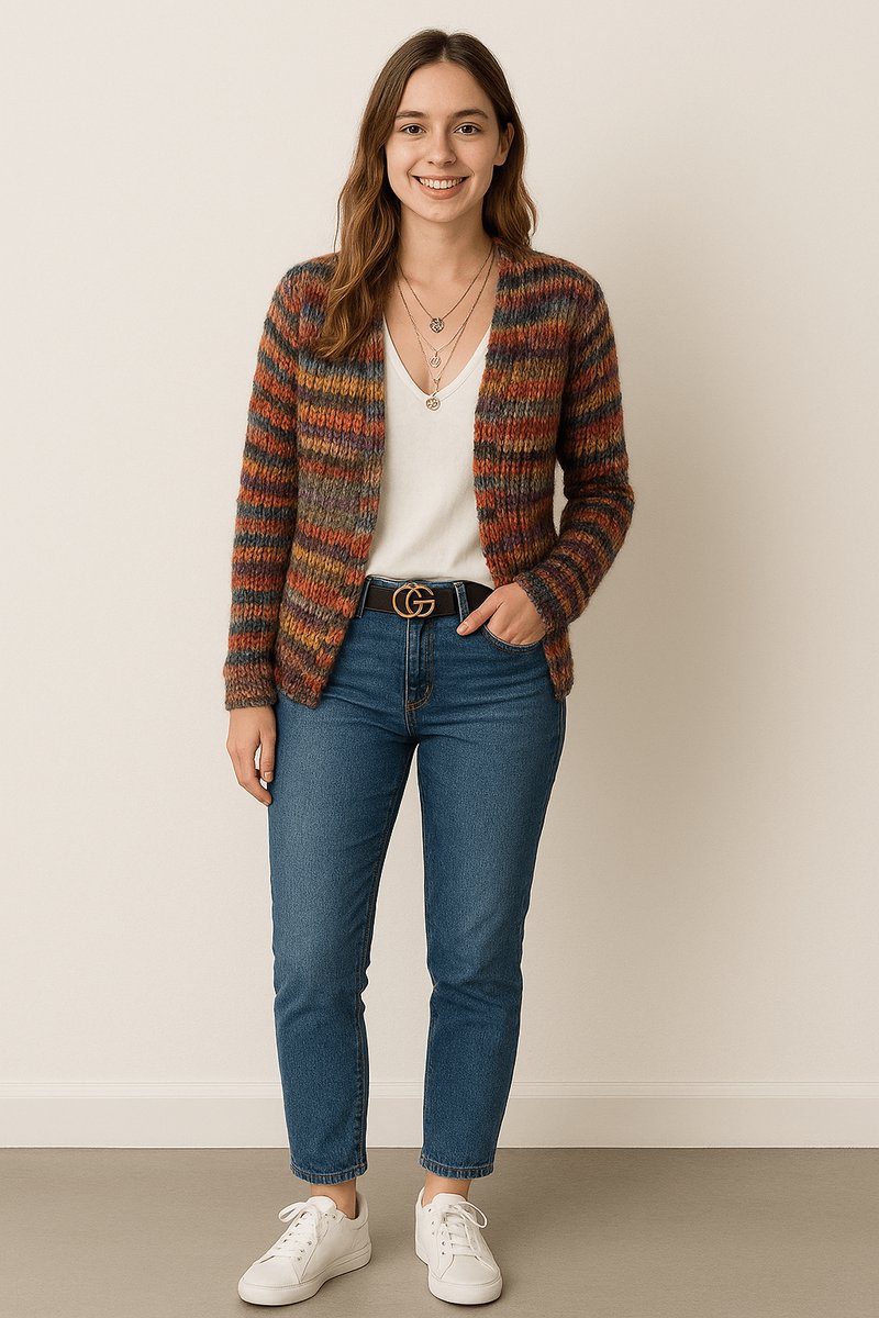 Willow | Women's Open-Front Striped Knit Cardigan Long Sleeve