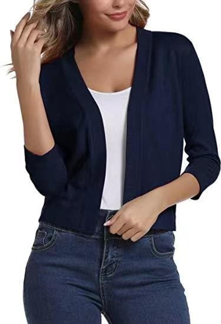 Isla | Women's Open-Front Three-Quarter Sleeve Cropped Cardigan
