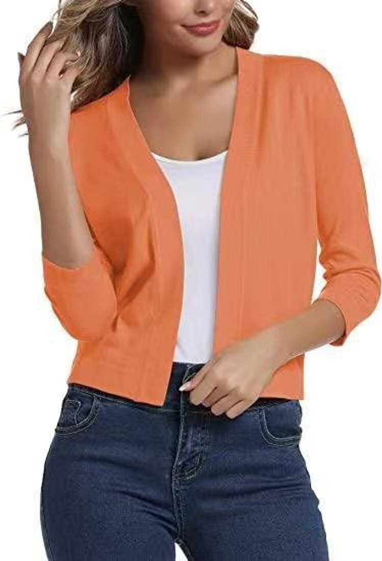 Isla | Women's Open-Front Three-Quarter Sleeve Cropped Cardigan