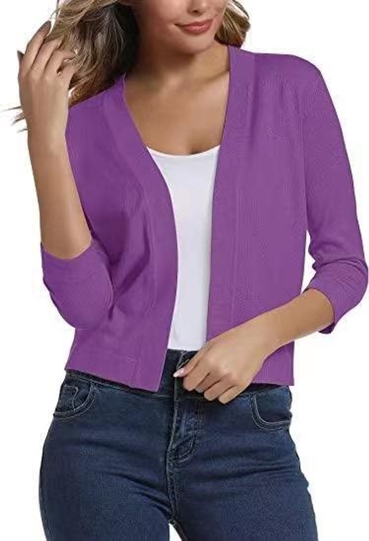 Isla | Women's Open-Front Three-Quarter Sleeve Cropped Cardigan