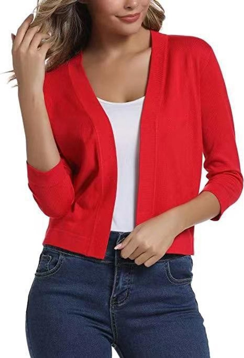 Isla | Women's Open-Front Three-Quarter Sleeve Cropped Cardigan