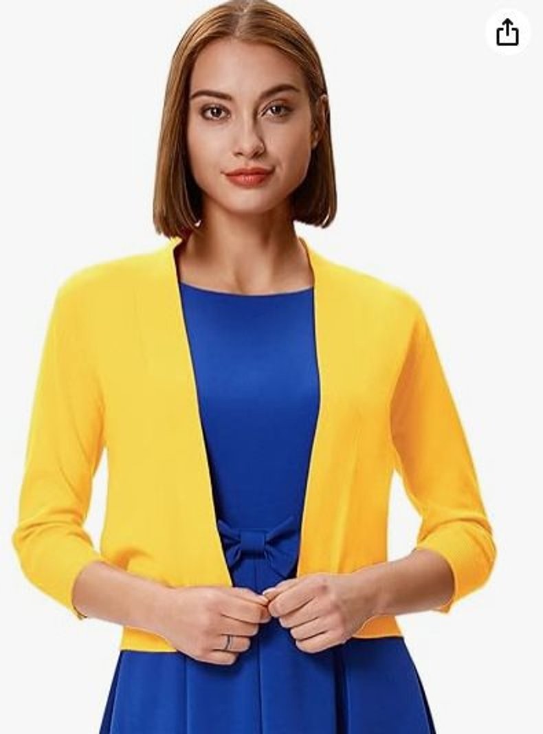Isla | Women's Open-Front Three-Quarter Sleeve Cropped Cardigan
