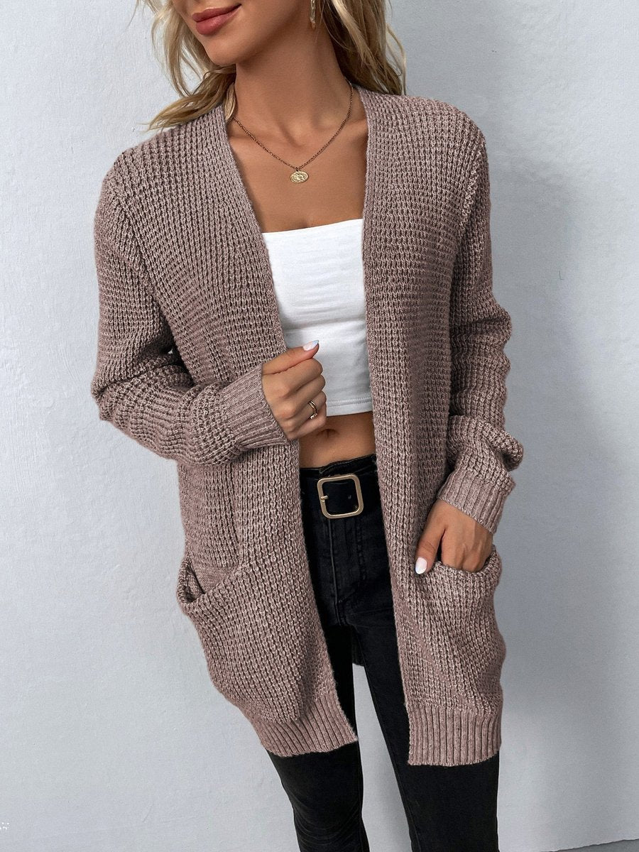 Olivia | Women's Open-Front Waffle-Knit Relaxed Cardigan Jumper