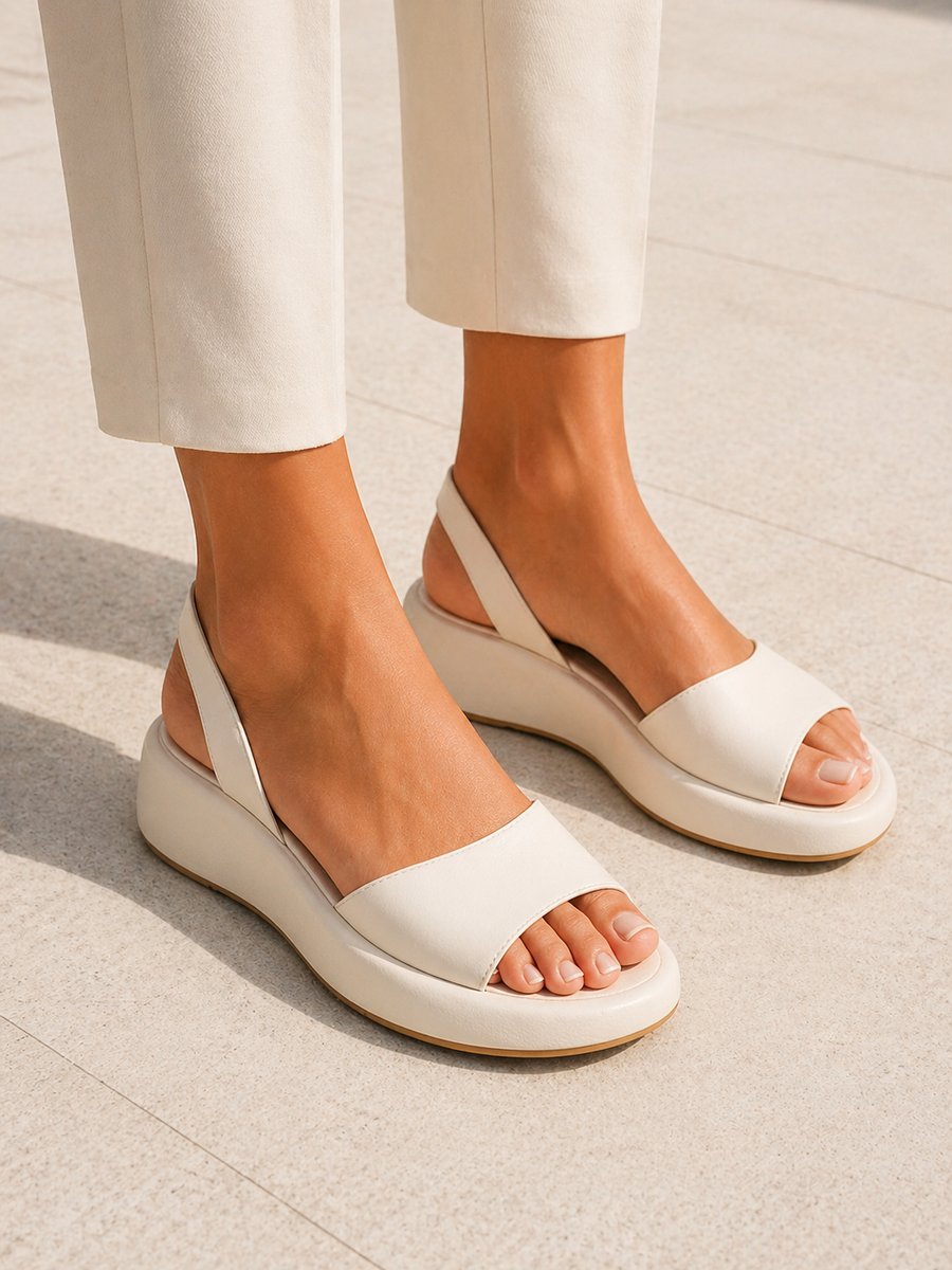 Florence | Women's Open Toe Slingback Low Wedge Sandals