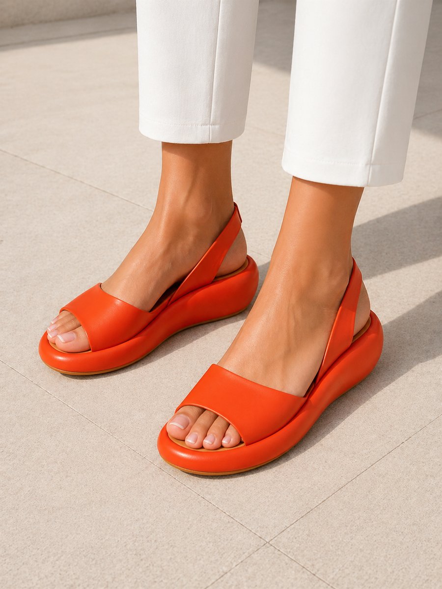 Florence | Women's Open Toe Slingback Low Wedge Sandals