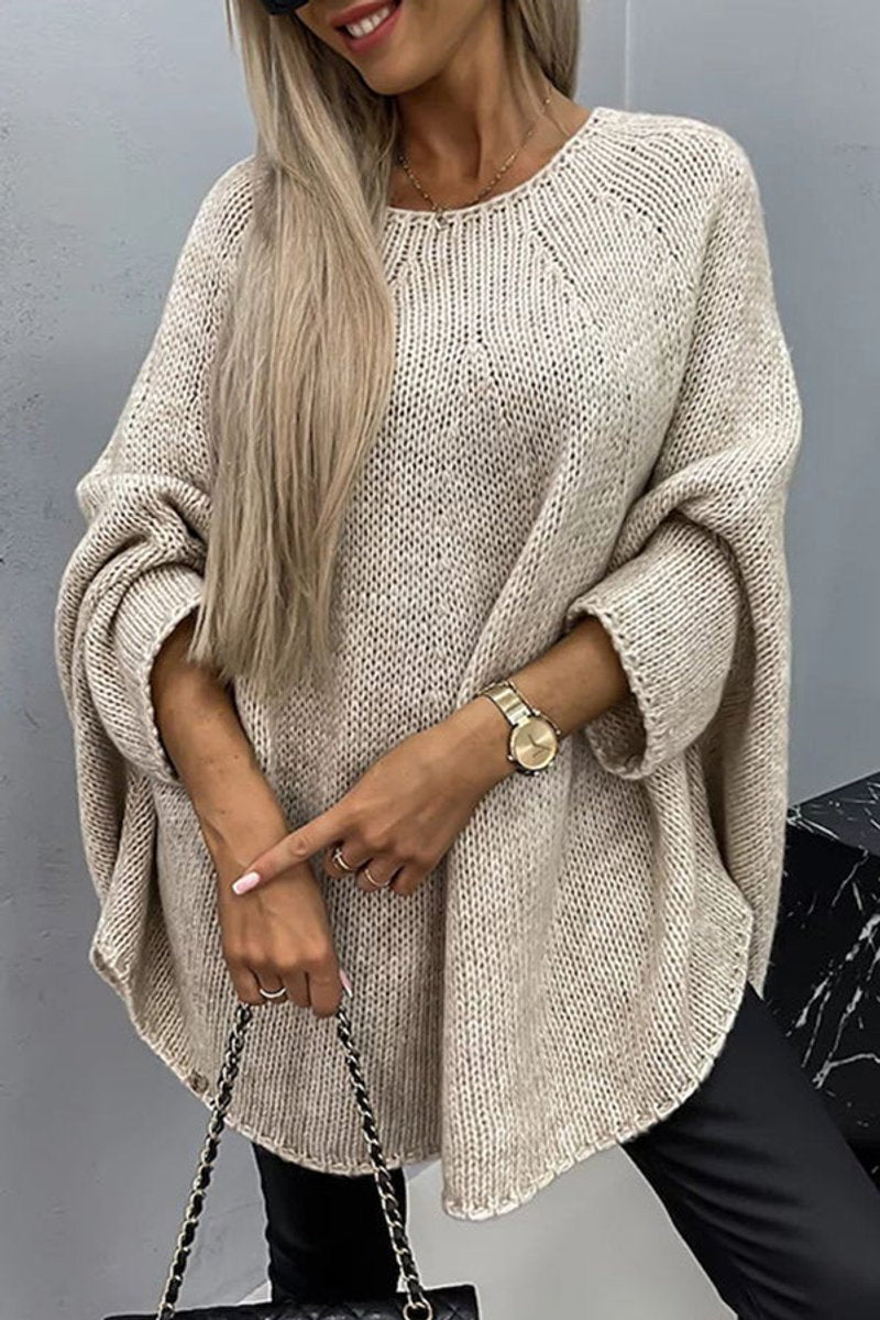 Florence | Women's Oversized Batwing-Sleeve Round-Neck Knit Sweater