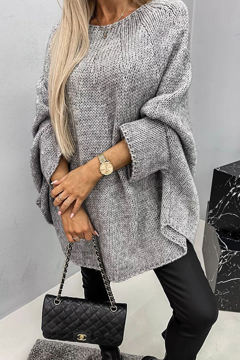 Florence | Women's Oversized Batwing-Sleeve Round-Neck Knit Sweater