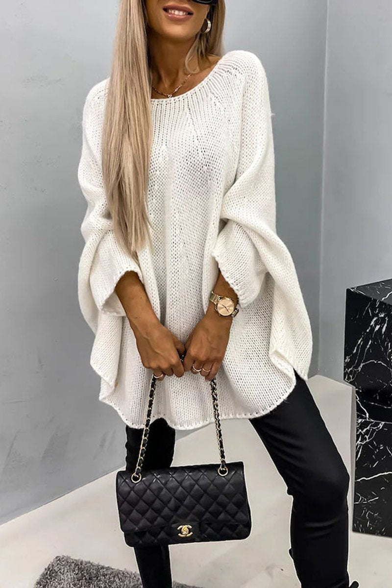 Florence | Women's Oversized Batwing-Sleeve Round-Neck Knit Sweater