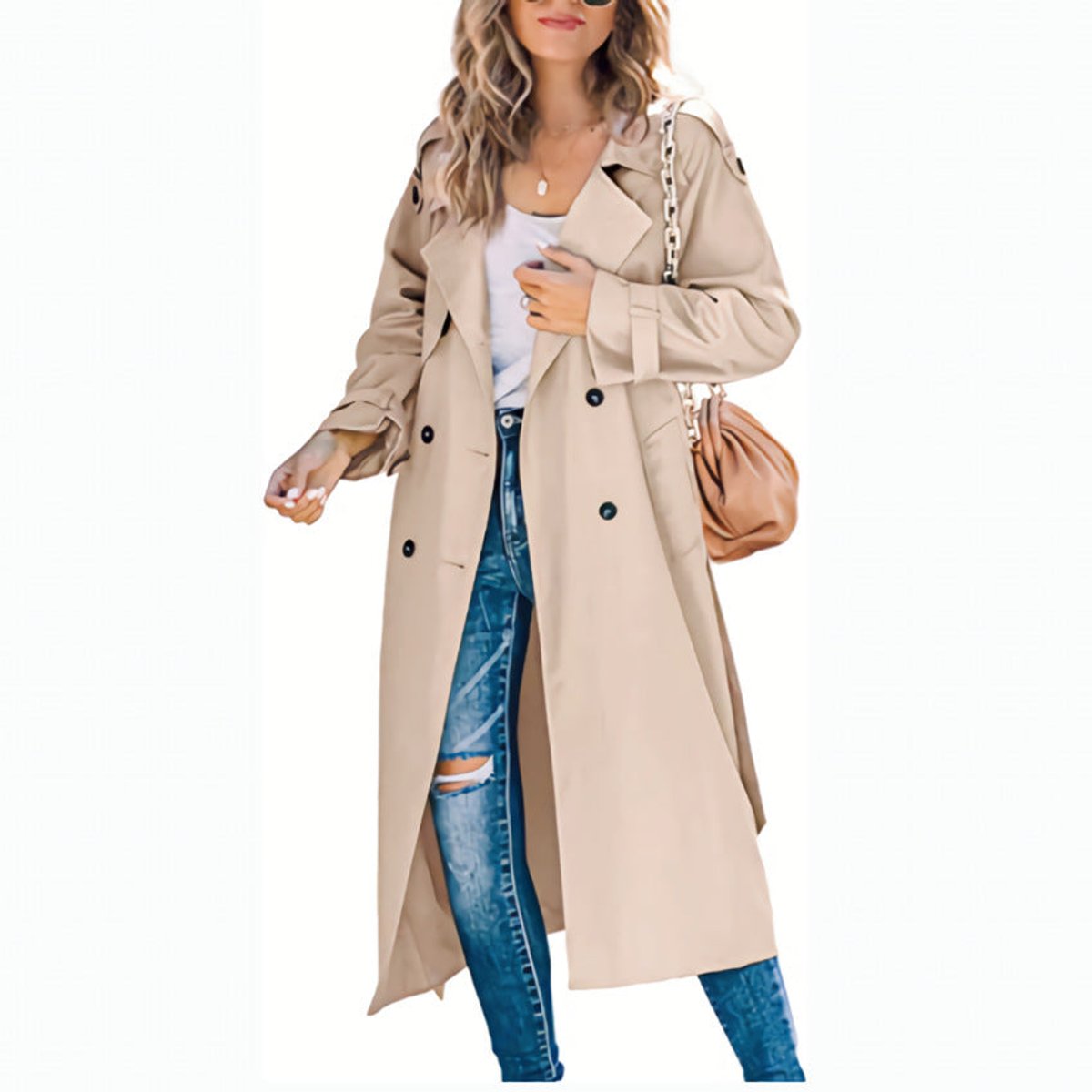 Olivia | Women's Oversized Double-Breasted Belted Longline Trench Coat