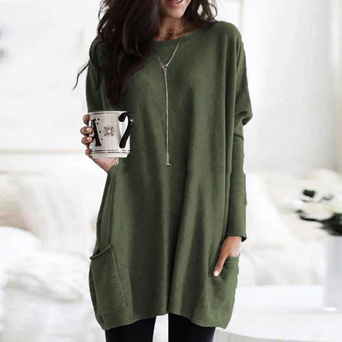 Aria | Women's Oversized Long-Sleeve Pocket Tunic Jumper Plus Size