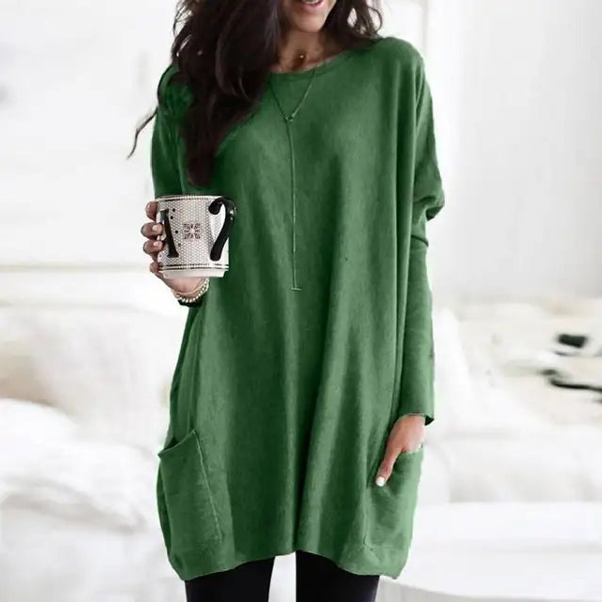 Aria | Women's Oversized Long-Sleeve Pocket Tunic Jumper Plus Size