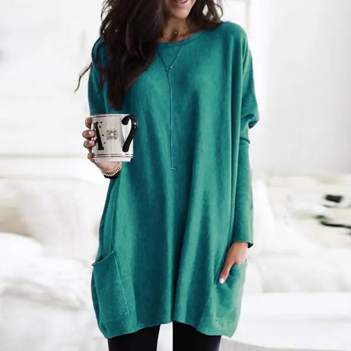Aria | Women's Oversized Long-Sleeve Pocket Tunic Jumper Plus Size
