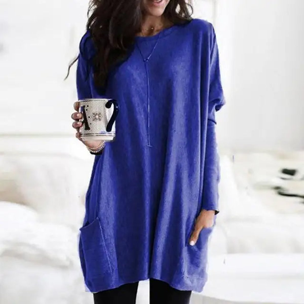 Aria | Women's Oversized Long-Sleeve Pocket Tunic Jumper Plus Size