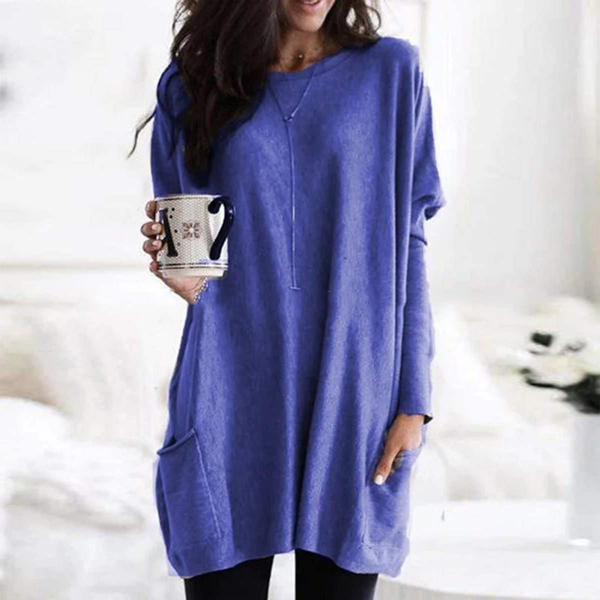 Aria | Women's Oversized Long-Sleeve Pocket Tunic Jumper Plus Size