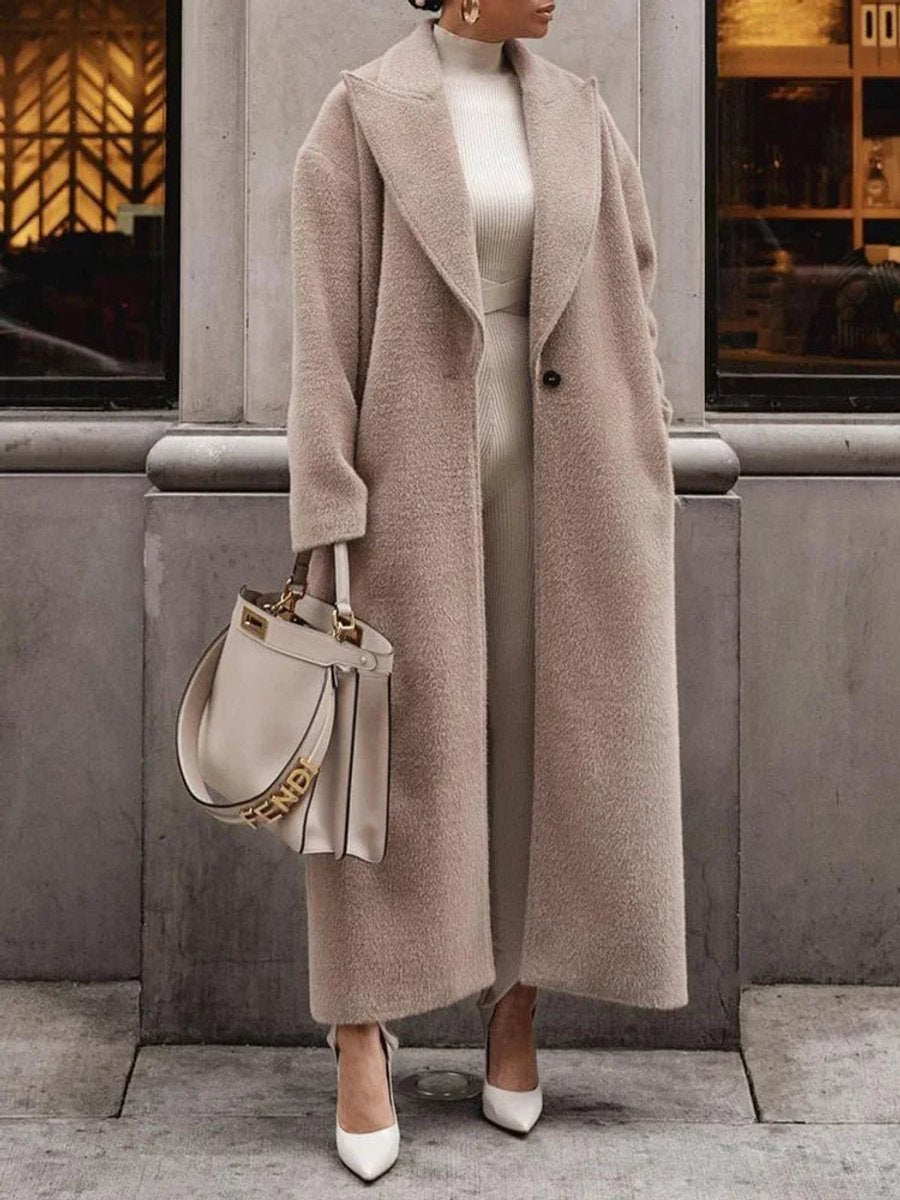 Mia | Women's Oversized Long Wool-Blend Lapel Coat Jacket