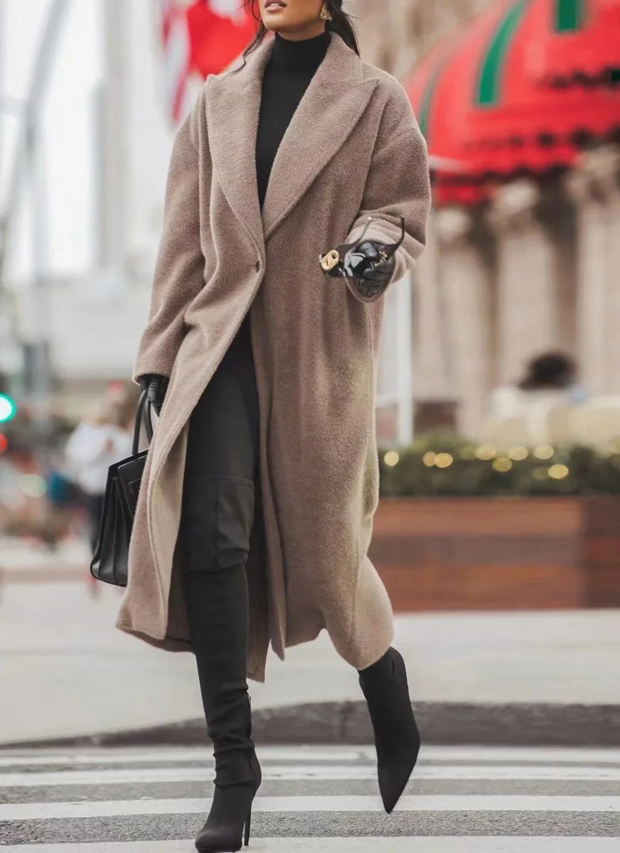 Mia | Women's Oversized Long Wool-Blend Lapel Coat Jacket
