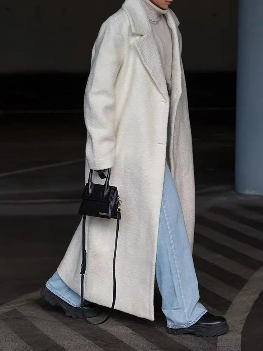 Mia | Women's Oversized Long Wool-Blend Lapel Coat Jacket