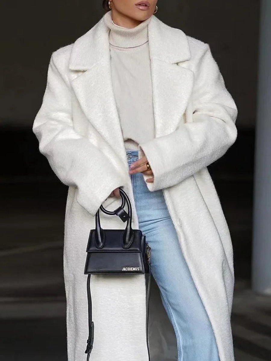 Mia | Women's Oversized Long Wool-Blend Lapel Coat Jacket