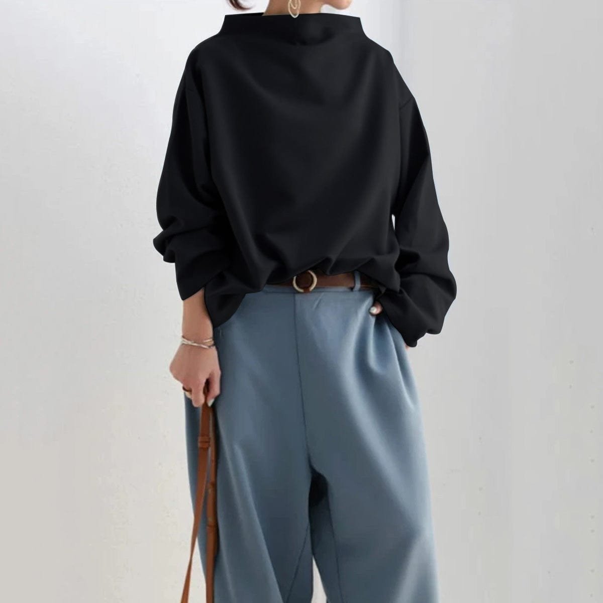 Scarlett | Women's Oversized Mock Neck Knit Sweater Top Long Sleeve