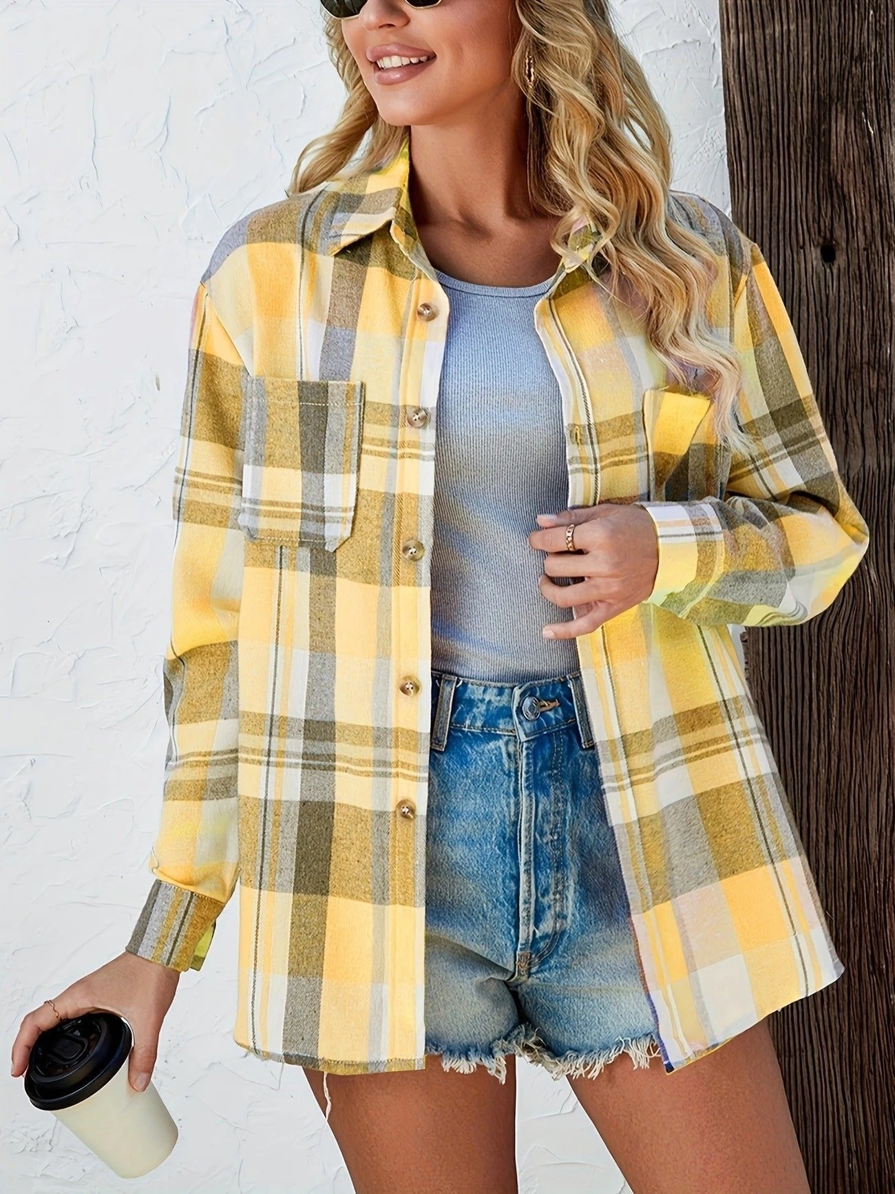 Lily | Women's Oversized Plaid Flannel Long Sleeve Button-Up Shirt