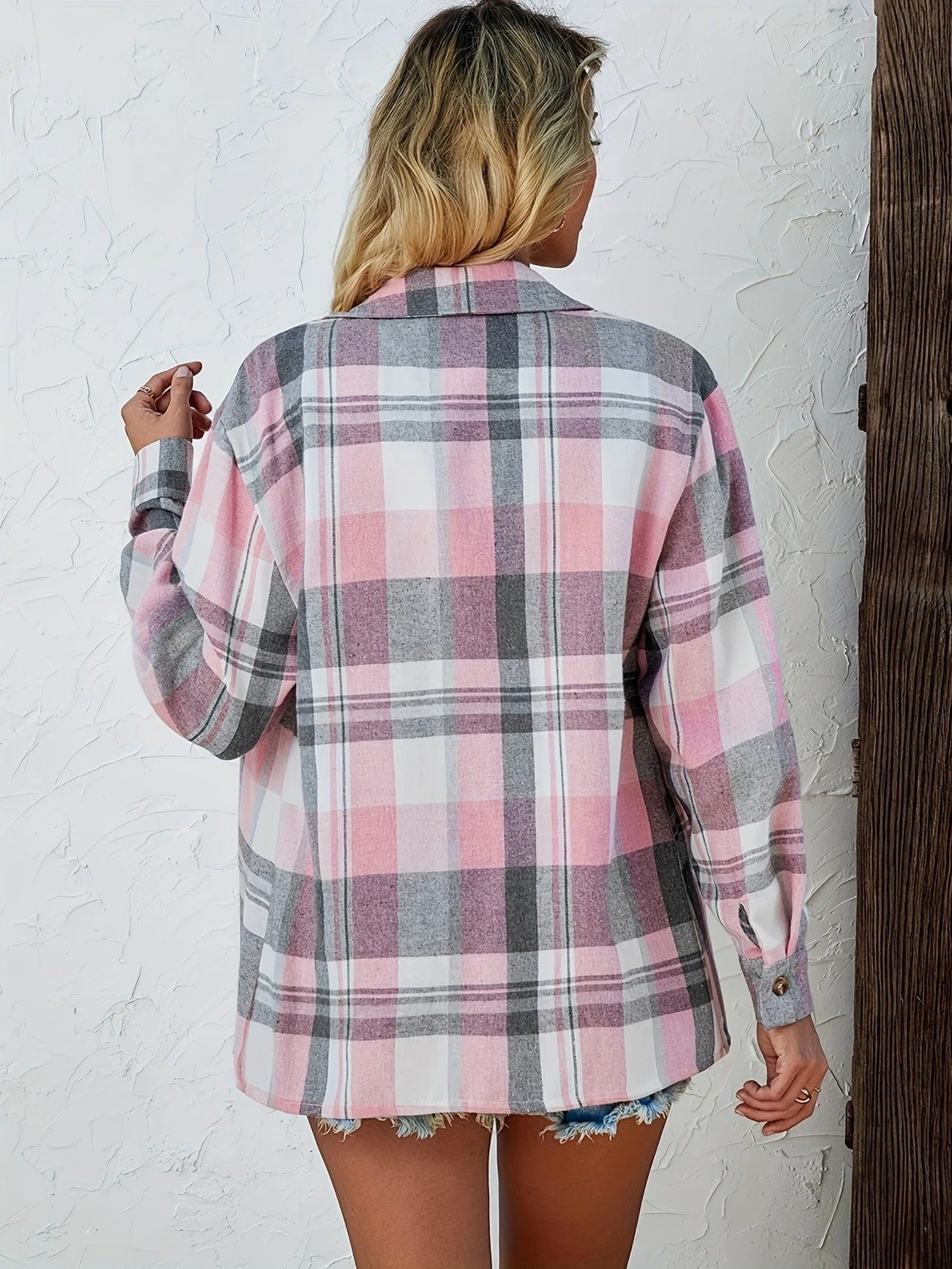 Lily | Women's Oversized Plaid Flannel Long Sleeve Button-Up Shirt