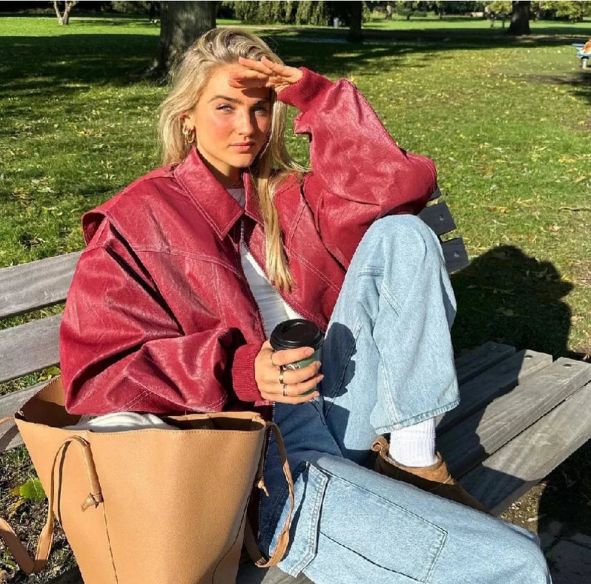 Emily | Women's Oversized Quilted Jacket Contrast Stitch Bomber