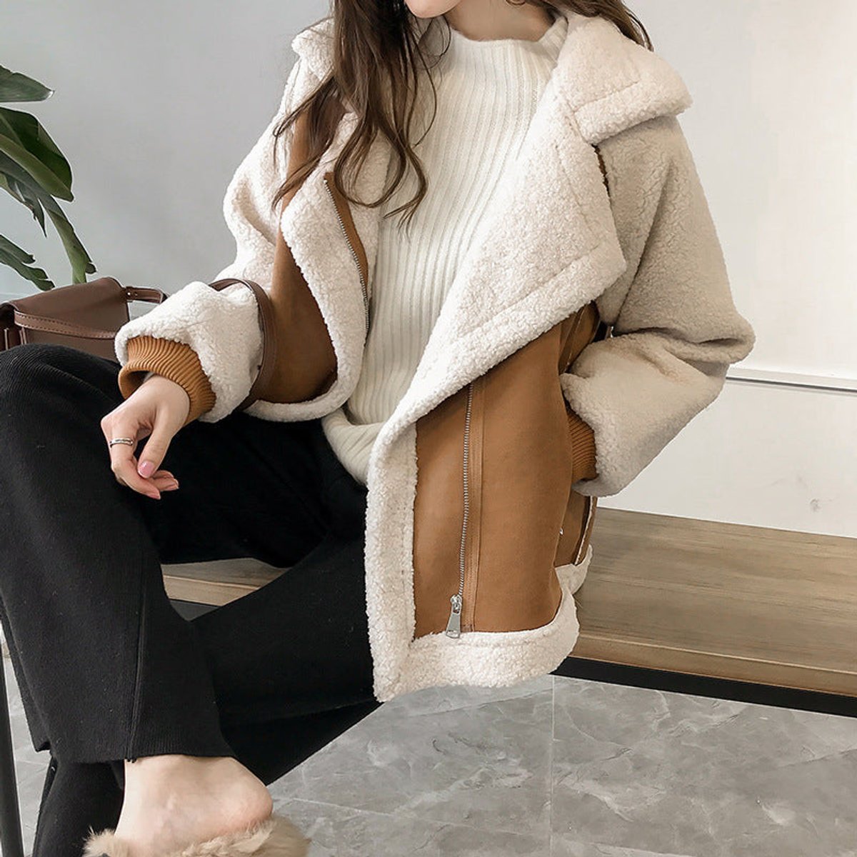 Rosie | Women's Oversized Sherpa Fleece Zip-Up Winter Coat
