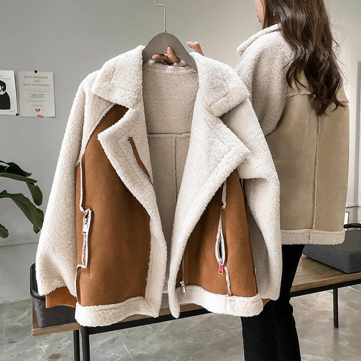 Rosie | Women's Oversized Sherpa Fleece Zip-Up Winter Coat