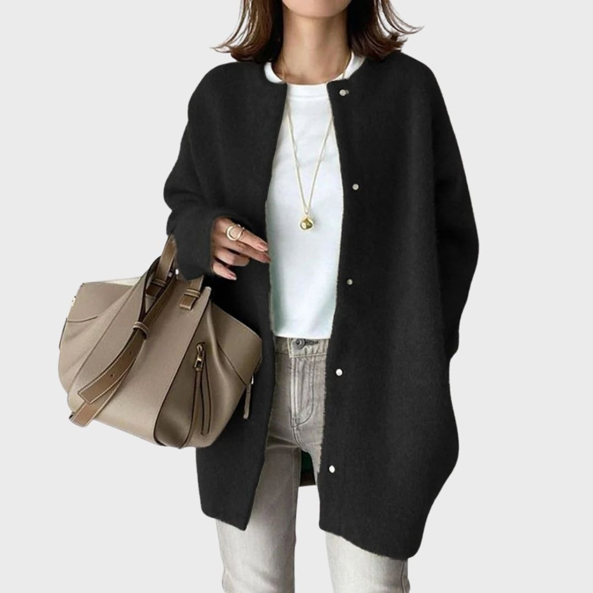 Isla | Women's Oversized Snap-Button Knit Cardigan