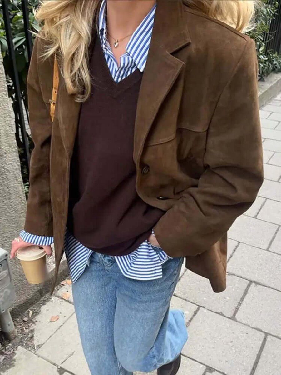 Lily | Women's Oversized Suede Blazer Jacket Long Sleeve
