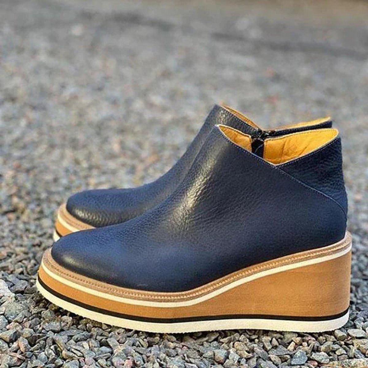 Lily | Women's Platform Wedge Zip-Up Leather Ankle Boots