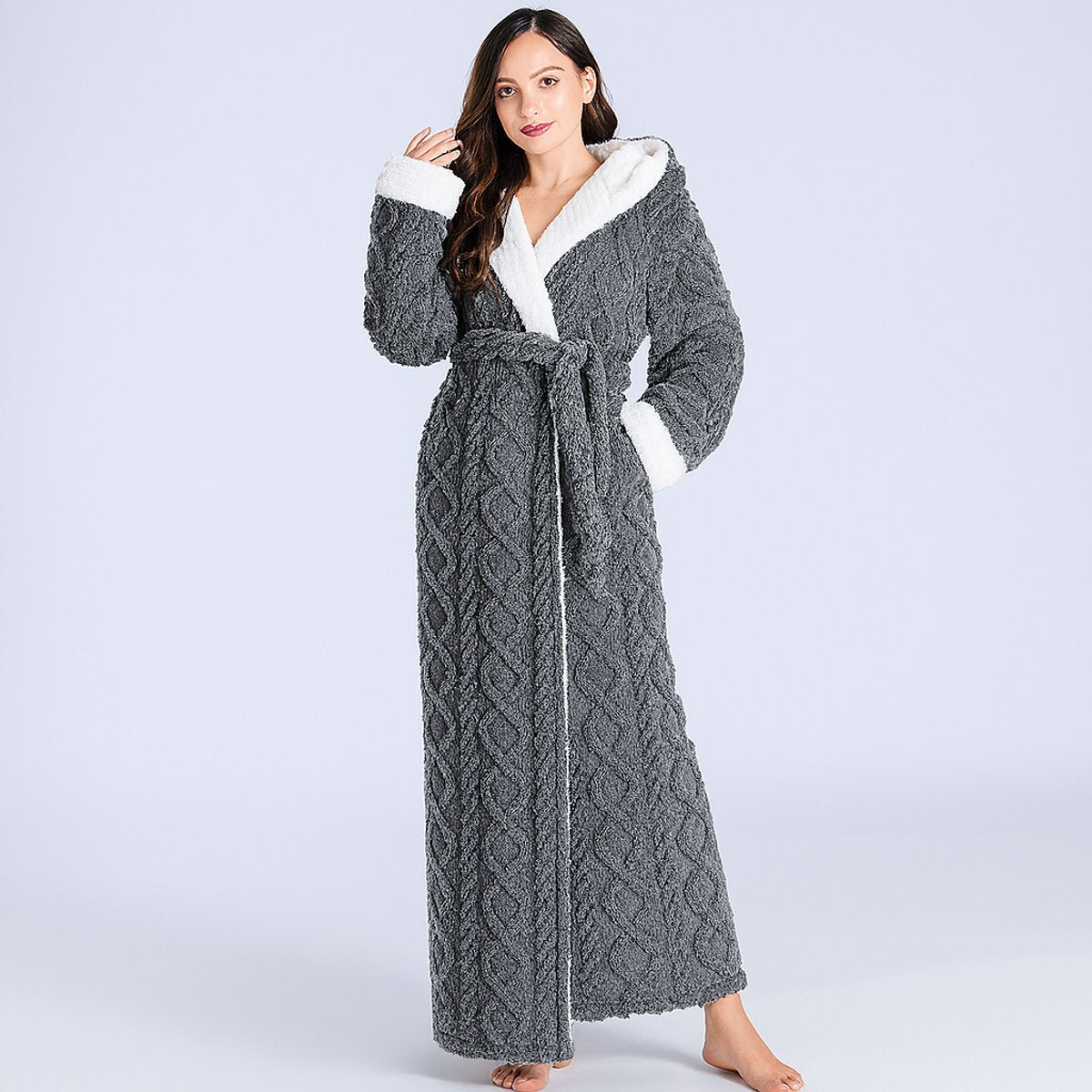 Florence | Womens Plush Fleece Long Dressing Gown Fluffy Bathrobe