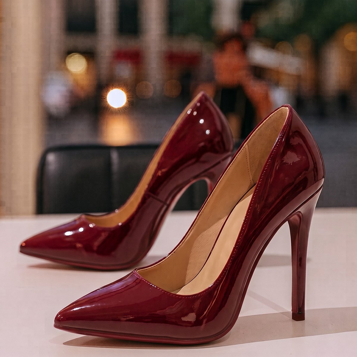 Scarlett | Womens Pointed-Toe Patent Stiletto Heeled Court Shoes