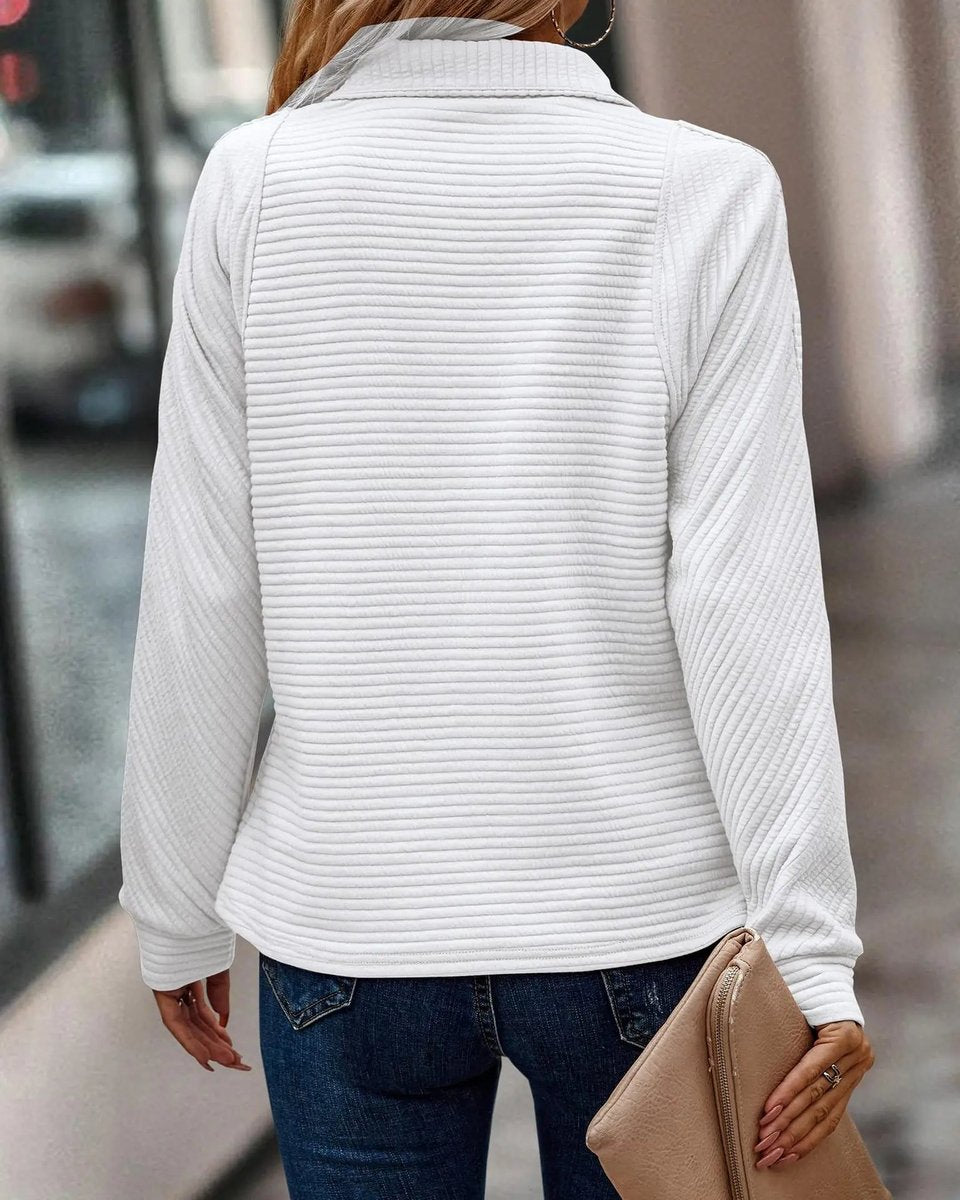 Ava | Women's Quarter-Zip Ribbed Pullover Sweater Mock Neck Long Sleeve