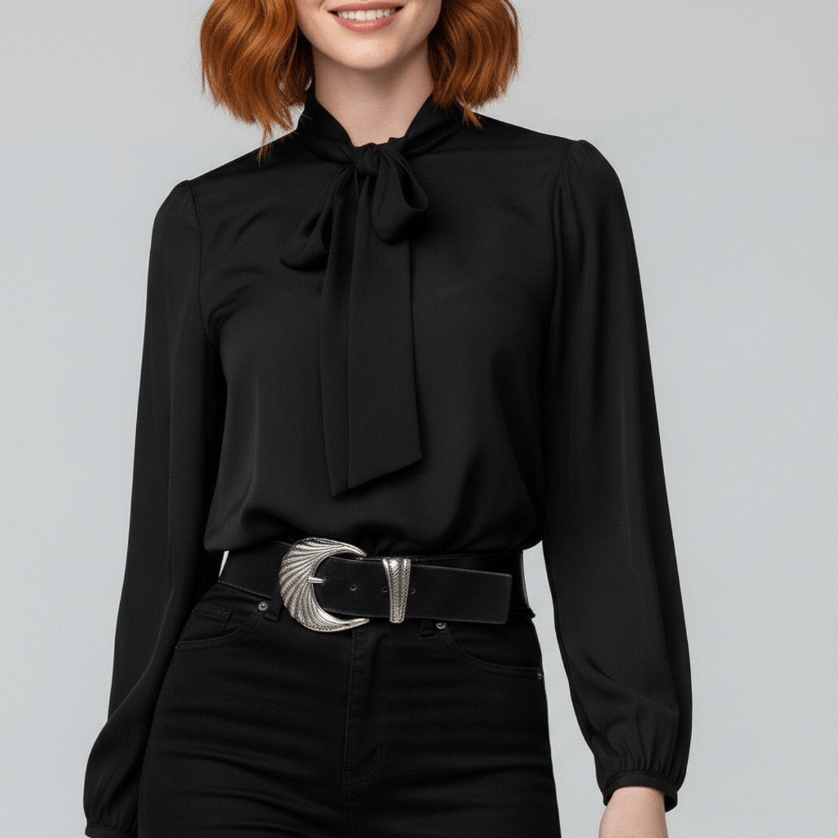 Ivy | Women's Relaxed-Fit Bow-Tie Neck Long-Sleeve Blouse