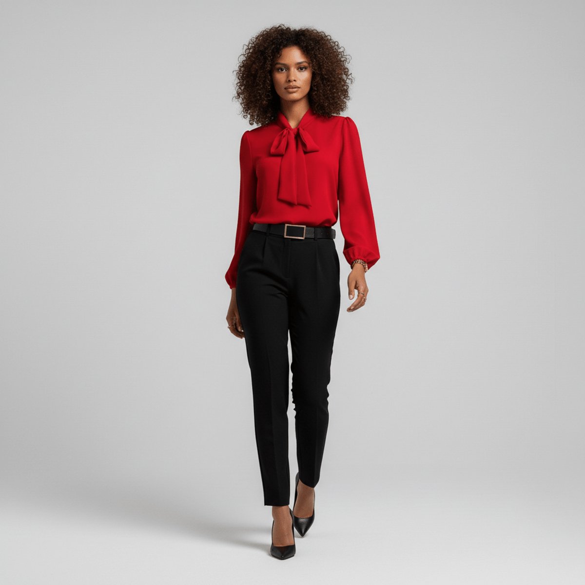 Ivy | Women's Relaxed-Fit Bow-Tie Neck Long-Sleeve Blouse