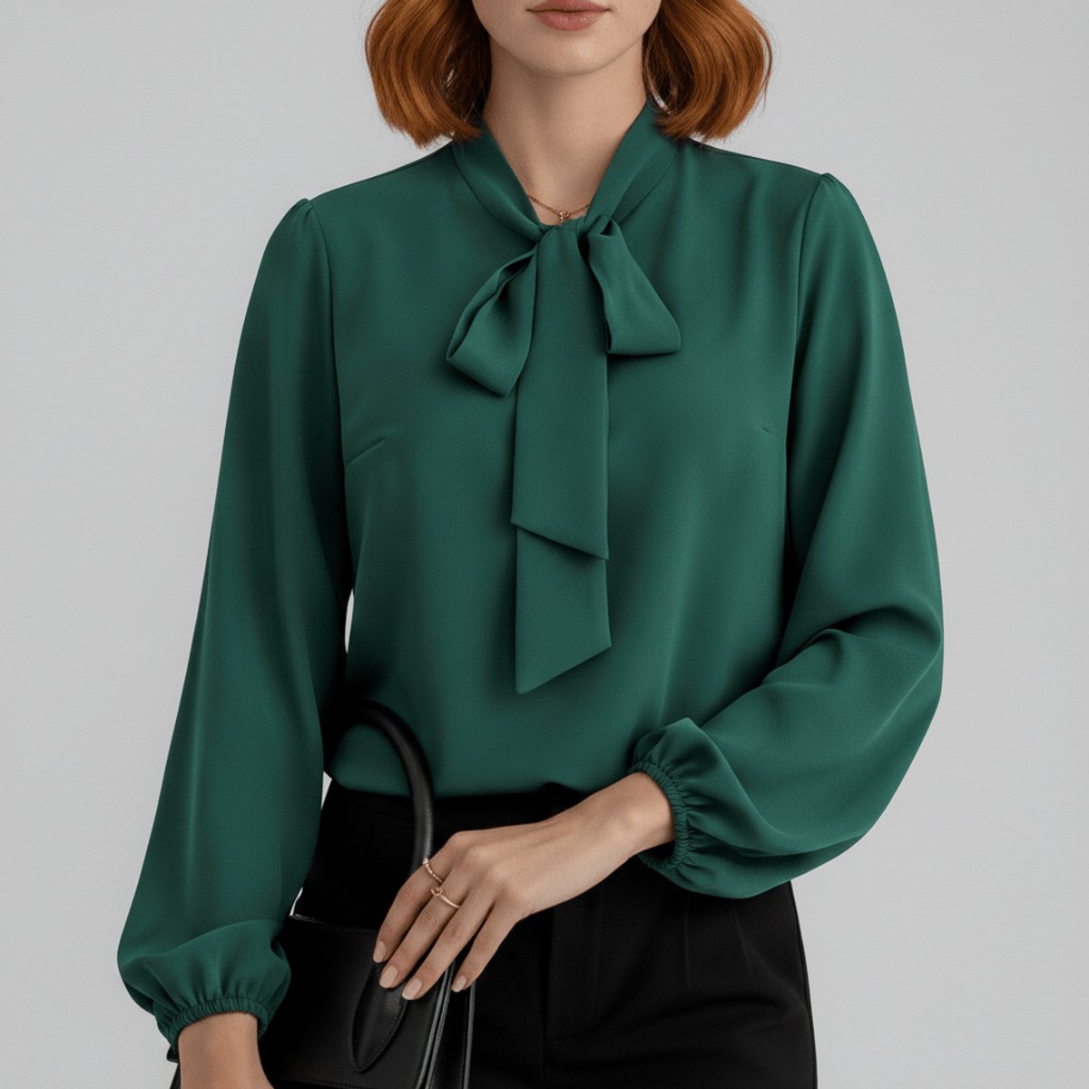 Ivy | Women's Relaxed-Fit Bow-Tie Neck Long-Sleeve Blouse