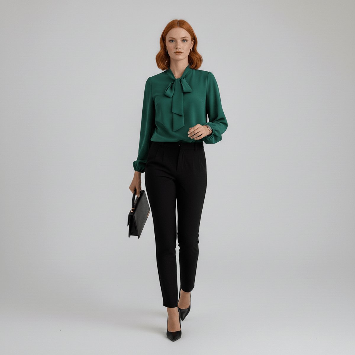 Ivy | Women's Relaxed-Fit Bow-Tie Neck Long-Sleeve Blouse
