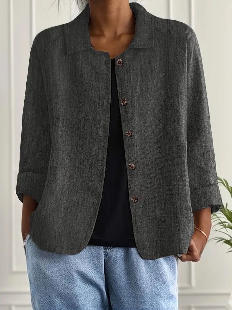 Willow | Women's Relaxed-Fit Collared Button-Front Long-Sleeve Shirt Jacket