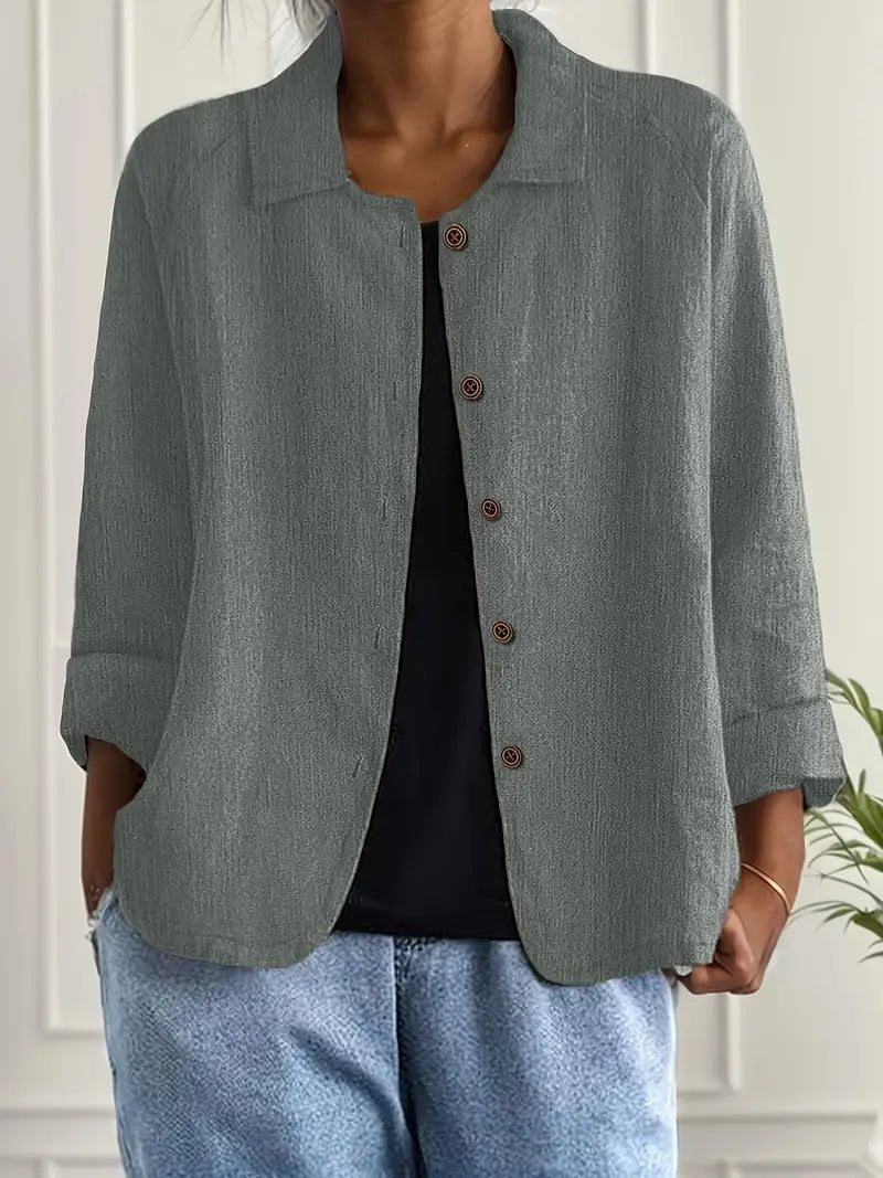 Willow | Women's Relaxed-Fit Collared Button-Front Long-Sleeve Shirt Jacket
