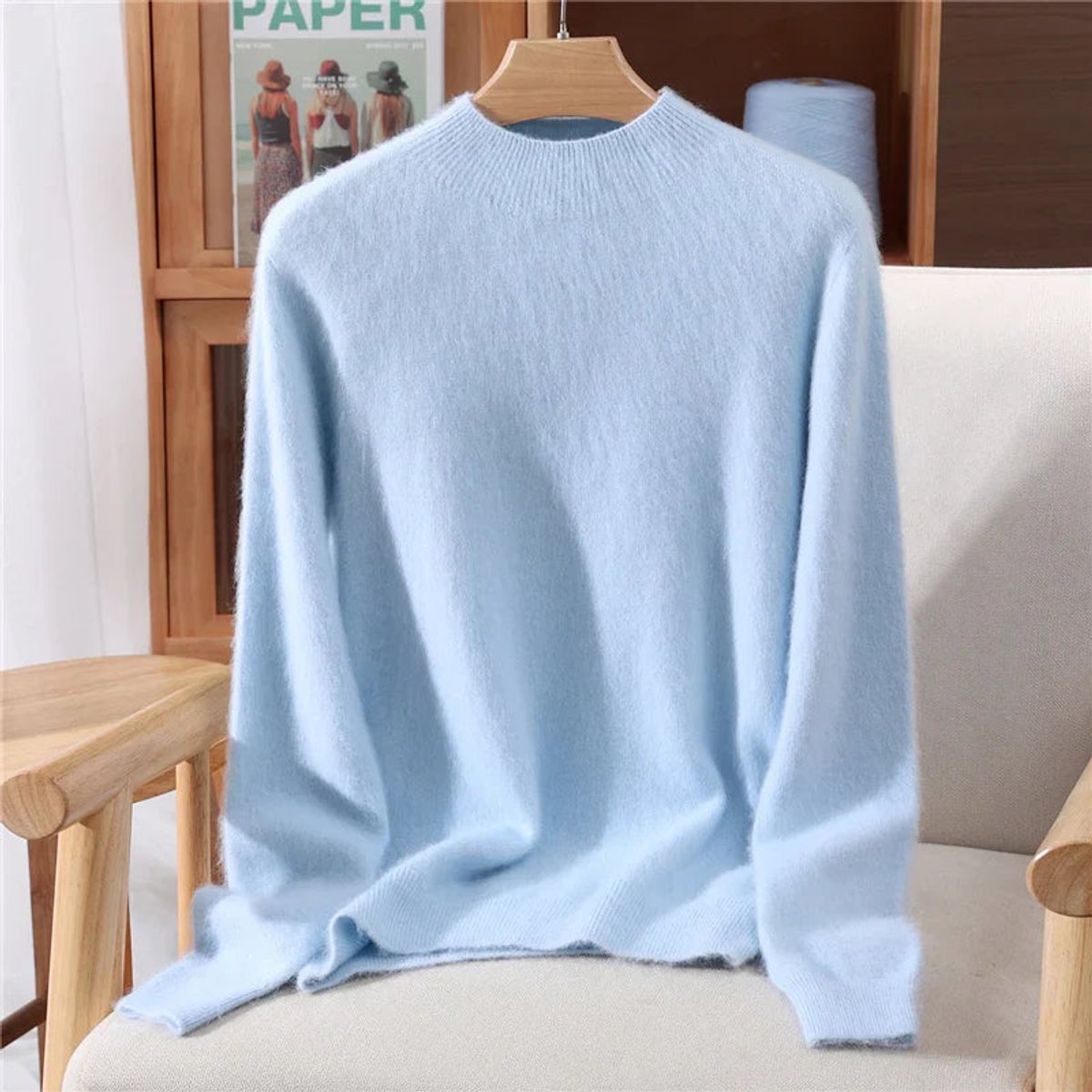 Aria | Women's Relaxed Fit Mock Neck Cashmere Soft Knit Jumper
